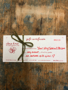 Close Knit In-Store Gift Certificate